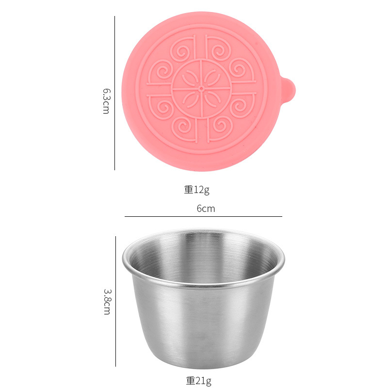 Plat à condiments de 70 ml (avec couvercle en silicone rose)