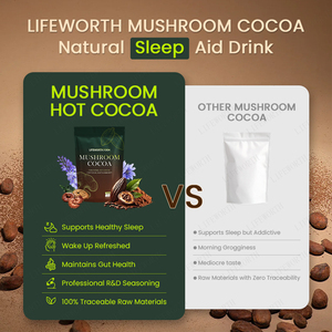Suplemento Natural para Dormir LIFEWORTH, Cacao Caliente en Polvo con Hongos Reishi, L-Teanina, Melatonina, Magnesio Glicinato - Product Image 3