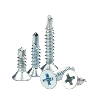 Vis autoperceuse TEK à tête fraisée plate en acier au carbone, zinguée bleue, à empreinte cruciforme, galvanisée, pour panneaux métalliques