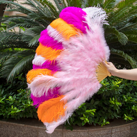 130CM grand ventilateur de plumes d'autruche moelleux 13 os de poche carnaval danse du ventre scène Performance plume ventilateur Plumes bricolage artisanat