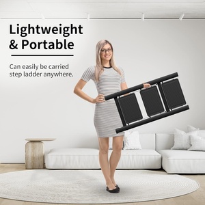 Échelle pliante à 3 marches en fer, portable, antidérapante, pour la maison et la cuisine, gain <span class=keywords><strong>de</strong></span> place, noire (300 lb) - Product Image 4