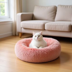 ชุดเตียงนอนสัตว์เลี้ยงทรงกลมกำมะหยี่ลายยูงแกะสามชิ้น พร้อมผงเนื้อสัตว์ ดีไซน์ทันสมัย - Product Image 3