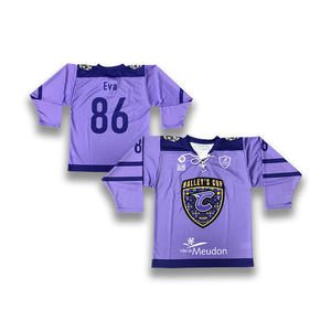Maillot de hockey sur glace personnalisé OEM, motif de sublimation, maillot de hockey d'équipe pour jeunes avec design violet - Product Image 1