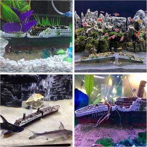 Antiek Romeins kolomruïne Europees kasteel hars aquariumdecoratie visbak schuilplaats (Titanic schipwreck) doos - Product Image 5