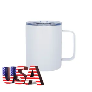 美国仓库旅行咖啡不倒翁杯不锈钢12盎司空白升华杯带手柄