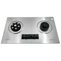 Table de cuisson à gaz commerciale à 2 brûleurs avec allumage électronique et surface en acier inoxydable, haute puissance, pour usage hôtelier