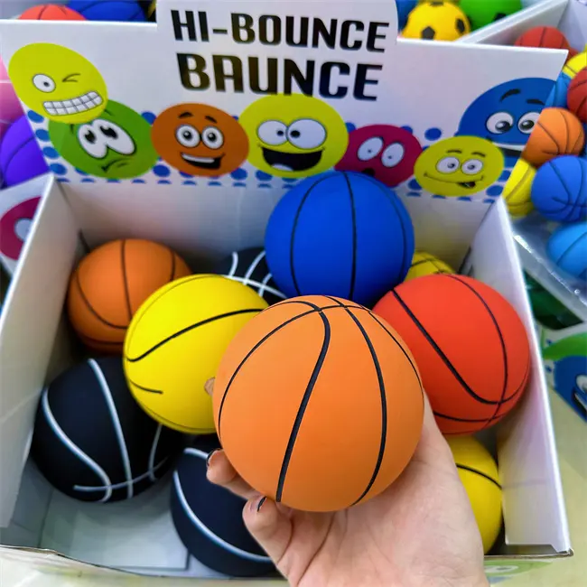 HAPU vente chaude couleur 95mm mini petit basket logo personnalisé jeu de balle en caoutchouc creux balle haute élastique jouets de sport pour enfants