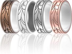 Hochwertiger Damen-Ehering aus Silikon mit geprägtem Muster - Product Image 4