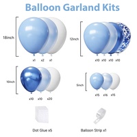 Kit d'arche de guirlande de ballons chromés bleus, bleu clair et blanc pour anniversaire, mariage, baby shower
