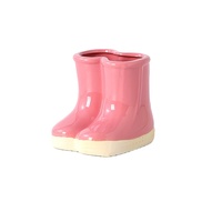 Pot de fleurs en céramique rose émaillé en forme de botte, design personnalisé pour la promotion du logo de la marque de jardinières, style américain du Fujian