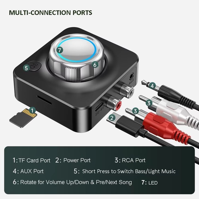 C39 bluetooth Audio Receiver With Volume Control Support TF Card