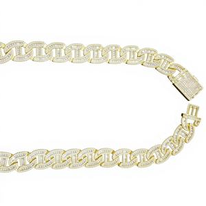 Chaîne cubaine unisexe de luxe en moissanite jaune pleine couleur, 8 mm, 16 pouces, style hip-hop glacé, plaqué or rose 14 carats, certifiée - Product Image 1