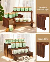 Étagère à épices et support à fleurs en bois à 3 niveaux non pliable pour rebord de fenêtre de cuisine ou bureau, présentoir de 5,9 pouces