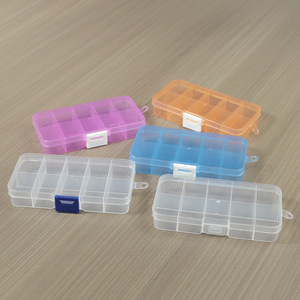 Small 10 Compartment Transparent <b>Plastic</b> Storage <b>Box</b> With Detachable Dividers For Jewelry Organizers Desktop Use PP Material - Product Image 1