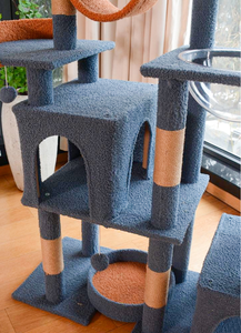 Arbre à chat avec poteau à gratter en sisal, 162 cm, 2 condos, luxe, multi-niveaux, en bois MDF et contreplaqué, OEM/ODM - Product Image 4