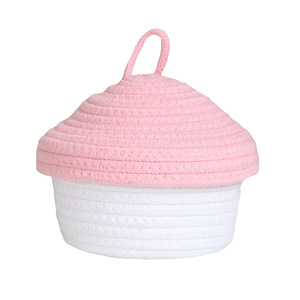 <span class=keywords><strong>Panier</strong></span> de rangement tendance en corde de coton tressée avec couvercle anti-poussière, multi-usage, fait main, <span class=keywords><strong>pour</strong></span> bureau et entrée, <span class=keywords><strong>pour</strong></span> clés et bijoux - Product Image 6