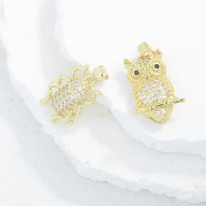 Pendentifs Breloques <span class=keywords><strong>Scarab</strong></span>ée Coccinelle Hibou en Cuivre Plaqué Or 18K, Accessoires de Bijoux pour Hommes et Femmes, Joyas De Oro 18k - Product Image 5