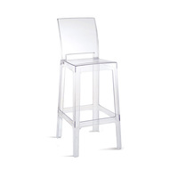 Vente en gros Banquet Hôtel Mariage Dossier carré Tabouret haut en acrylique noir Chaise de bar