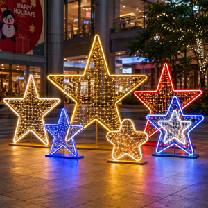 CE UL Lumière décorative extérieure pour centre commercial et place publique, motif étoile 3D empilable IP65 lumineux pour la décoration de festivals - Product Image 3