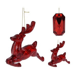Pendentif assorti en acrylique rouge en forme de renne/diamant - Product Image 1