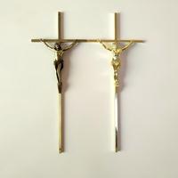 Cruz Metálica de Estilo Europeo D051N para Accesorios de Ataúd, 45x18cm, Acabado Pulido en Color Oro Antiguo