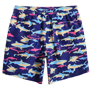 Shorts de bain pour hommes à séchage rapide, imprimés motif requin, avec poches, taille élastique, décontractés - Product Image 1