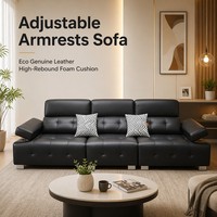 Canapé 3 places multifonctionnel en cuir écologique avec cadre en bois massif, style moderne et minimaliste, idéal pour appartement, bureau à domicile ou hôtel - Vente en gros