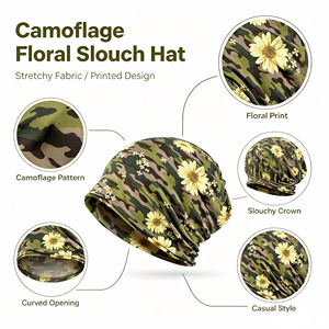 Topi Beanie Wanita untuk Kemoterapi, Syal <span class=keywords><strong>Infinity</strong></span> Elastis, Penutup Kepala, Topi Kanker (Motif Garis) Kancing Jacquard - Product Image 2
