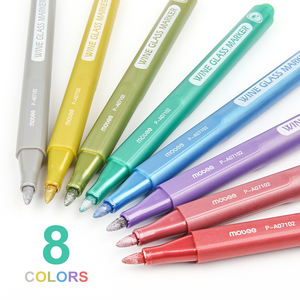 Juego de 8 marcadores de copa de <span class=keywords><strong>vino</strong></span> a base de agua no tóxicos para decoraciones de fiesta personalizadas y marcadores de cristal de diseño de dibujos - Product Image 5