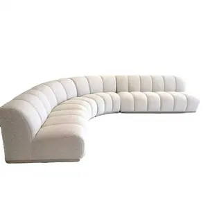 Contemporary Channel Modular Sofa Set Furniture Modern Living Room Sectional White 3 Seater Boucle Curved Sofa