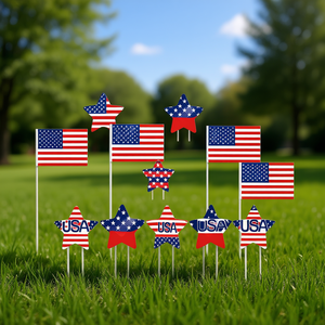 Set di 8 Insegne da Giardino per il 4 Luglio, Decorazioni a Forma di Stella con Bandiera USA, Accessori per Feste Patriottiche - Product Image 2