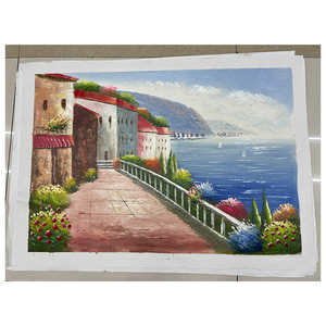 Pinturas al Óleo sobre Lienzo 100% Pintadas a Mano con Vista al Mar Mediterráneo para Sala de Estar, Acuarela, Naturaleza Muerta - Product Image 6