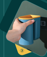Support mural de salle de bain en plastique écologique deux pièces pour brosses à dents avec gobelet de rinçage et égouttoir intégré