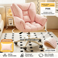 Chaise de bureau moderne en velours avec appui-tête et accoudoirs, réglable en hauteur, pivotante, pour salle de maquillage, design minimaliste moderne