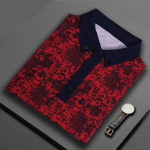 เสื้อโปโลทรงสลิมฟิตของผู้ชายพิมพ์ลายทั้งหมดหรูหราโลโก้ออกแบบได้เอง92% 8% โพลีเอสเตอร์ผ้าสแปนเด็กซ์ขนาดใหญ่พิเศษ - Product Image 3