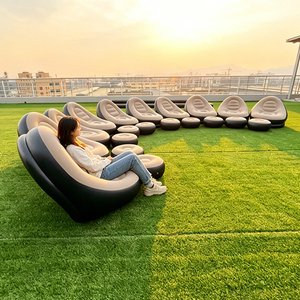 Portable Inflatable Lounge Chair With <b>Footrest</b>, Outdoor Blow up Recliner for Movie Night Camping Patio and Backyard Fun Inflatab - Product Image 3