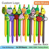 18 Stijlvolle Schattige Fruit Cartoon Intrekbare Balpennen, Kawaii Fruit Charm Pen Set, Kleurrijke Fruitpennen 14,5cm Cadeau