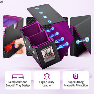Caja de almacenamiento de tarjetas morada de calidad premium QY con bandeja para dados y ranuras para tarjetas coleccionables - Product Image 5