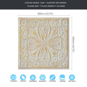 モダンなエンボス加工されたTin壁タイルホテル苦痛亀裂ゴールドホワイトPL10 PVC Ceilin - Product Image 4