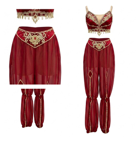 2 Piezas de Traje de Ballet Árabe con Pedrería Roja y Dorada, Le Corsaire, para Actuaciones Escénicas y Competiciones de Danza - Product Image 2