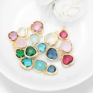 wholesale diy water drop copper 11/13mm gold plated birthstone crystal charm pendant for bracelet necklace