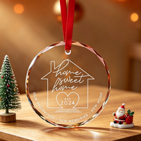 Décoration de Noël en cristal de verre 3D gravé au laser personnalisé K9 en forme de chaussette, style traditionnel, pour mariage