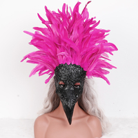 Masque d'oiseau personnalisé avec coiffe en plumes, costume de carnaval masqué de corbeau, masque de bec en gros pour festival Mardi Gras