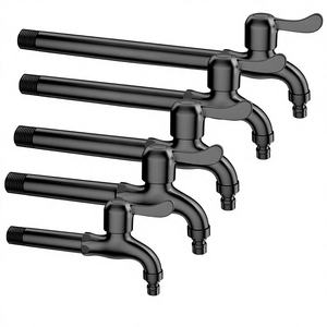<span class=keywords><strong>Robinet</strong></span> de jardin allongé en acier inoxydable SUS304 noir mat, à ouverture rapide, pour extérieur, mural, à col long, pour buanderie - Product Image 1