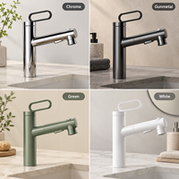 Robinet moderne en laiton à un seul trou 360 °   Robinet de lavabo rotatif eau chaude/froide avec cartouche céramique unique pour salles de bain