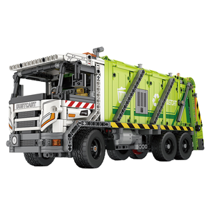 Set di Costruzioni 4 Veicoli per Riciclo Rifiuti in Plastica Verde, Modellino di Camion Telecomandato OEM, Camion della Spazzatura RC - Product Image 3
