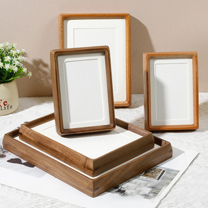 Gỗ rắn 8 A4 inch tròn góc hình ảnh khung màu đen óc chó mộng tenon doanh thiết lập thân thiện với môi thư pháp từ gỗ - Product Image 1