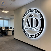 Letrero Luminoso Circular de Acrílico, Letrero Redondo Personalizado para Tienda, Logotipo 3D Retroiluminado, Letrero Redondo Retroiluminado para Salón de Belleza