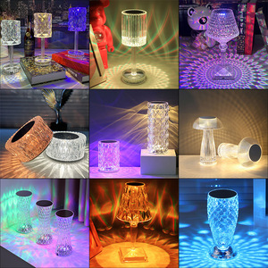Перезаряжаемая светодиодная Хрустальная настольная лампа сенсорный пульт дистанционного управления акриловый ночник для спальни романтическая Барная атмосфера плагин ночью - Product Image 6