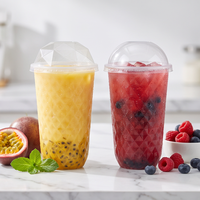 Gobelets en plastique jetables personnalisables avec logo pour café chaud/froid, thé Boba à emporter, gobelets transparents en PP avec couvercles plats ou bombés, pailles, matcha
